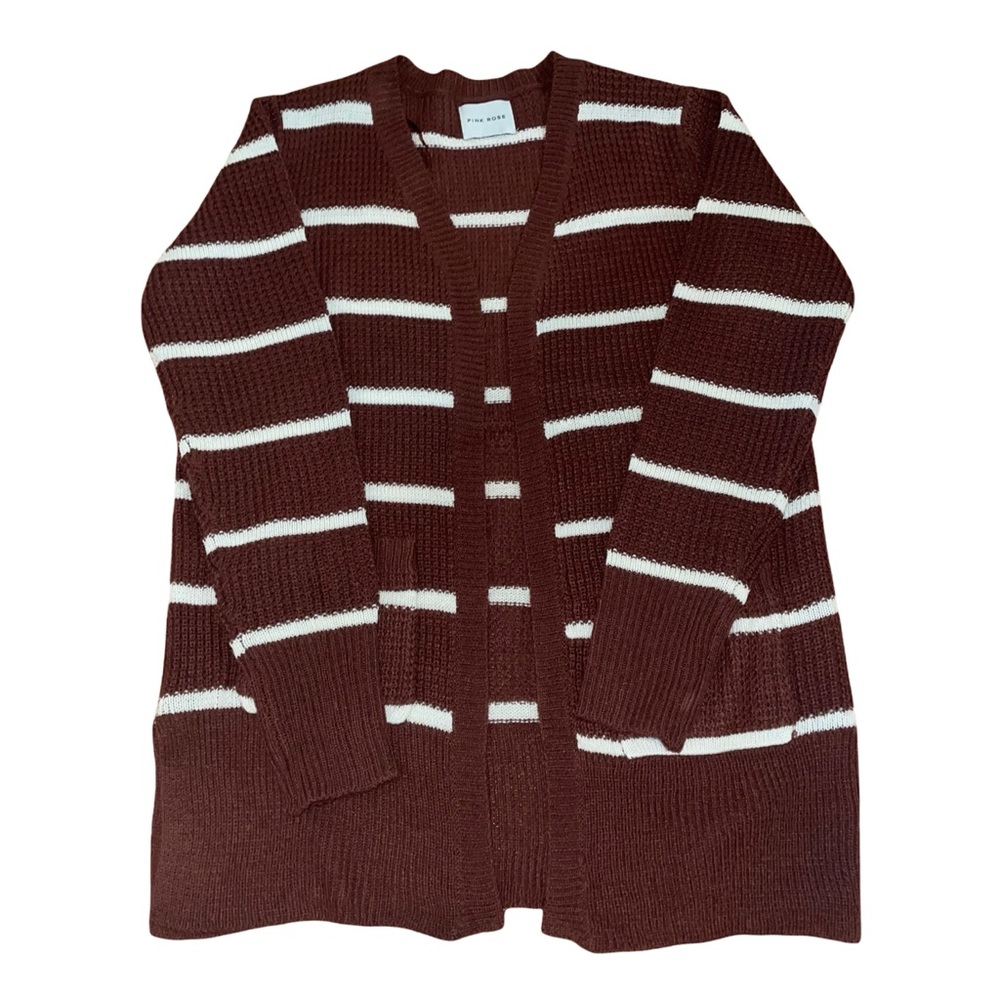 Pink Rose Striped Cardigan